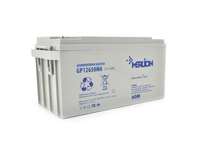 Акумулятор мультигелевий MERLION GP12650M6 AGM 12 V 65 Ah (12138198)